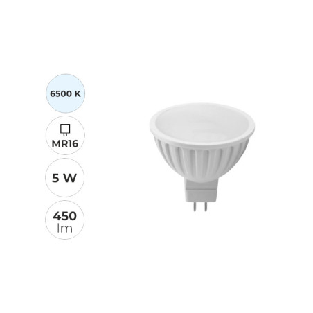 Žiarovka bodová MR16, 5W, 6500K, 12V