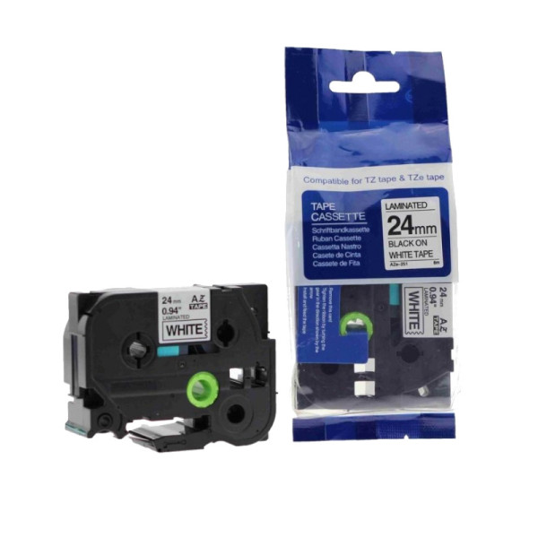 Páska 24mm x 8m, čierná tlač / modrý podklad