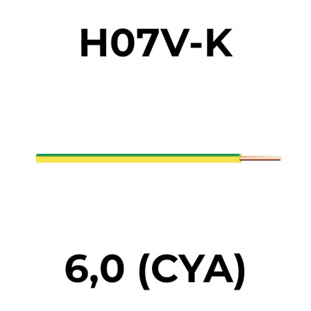 H07V-K 6,00  žltá/zelená (CYA)