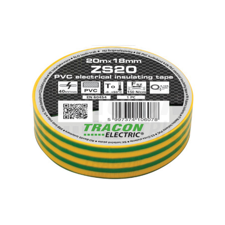 Izolačná páska,  zeleno/žltá , 20m×18mm, PVC,