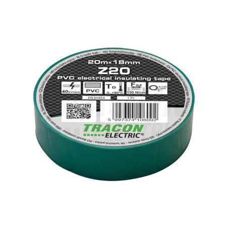 Izolačná páska, zelená, 20m×18mm, PVC, 0-90°C,