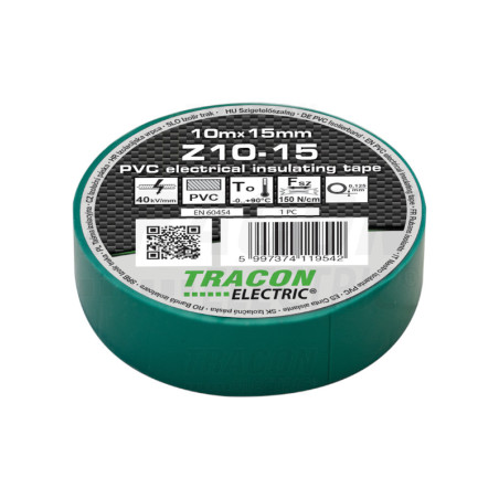 Izolačná páska, zelená10m×15mm, PVC, 0-90°C