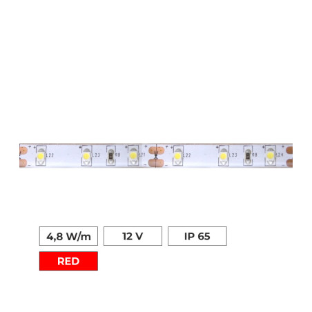 Led pás 4,8W/m, červený, IP65, 12V