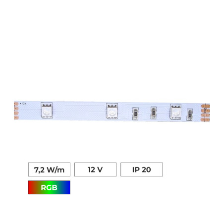 LED pás 7,2W/m RGB, 12V IP20