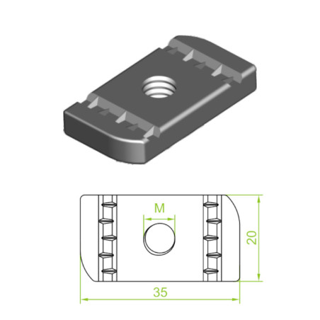 Matica rombová 35x20mm, M10